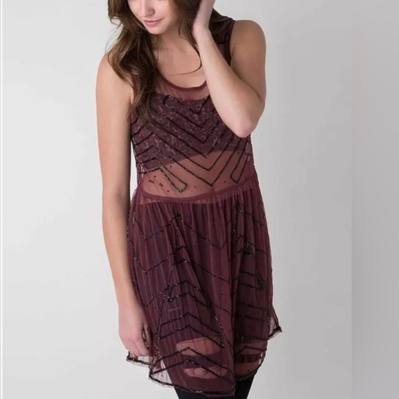 Free People Mesh Sequined Holiday Dress - Picture 8 of 9
